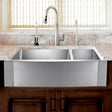 33" Sterrett Stainless Steel 70/30 Offset Double-Bowl Farmhouse Sink - Rippled Apron