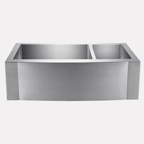 33" Sterrett Stainless Steel 70/30 Offset Double-Bowl Farmhouse Sink - Rippled Apron