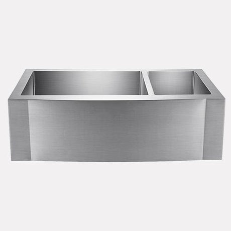 33" Sterrett Stainless Steel 70/30 Offset Double-Bowl Farmhouse Sink - Rippled Apron