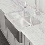 33" Talbert 60/40 Double-Bowl Stainless Steel Farmhouse Sink - Polished Hammered Steel