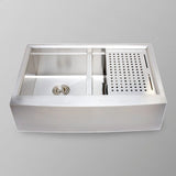 33" Tolland Stainless Steel Double-Bowl Workstation Farmhouse Sink