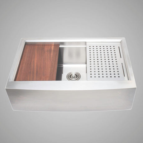 33" Tyringham Stainless Steel Single-Bowl Workstation Farmhouse Sink