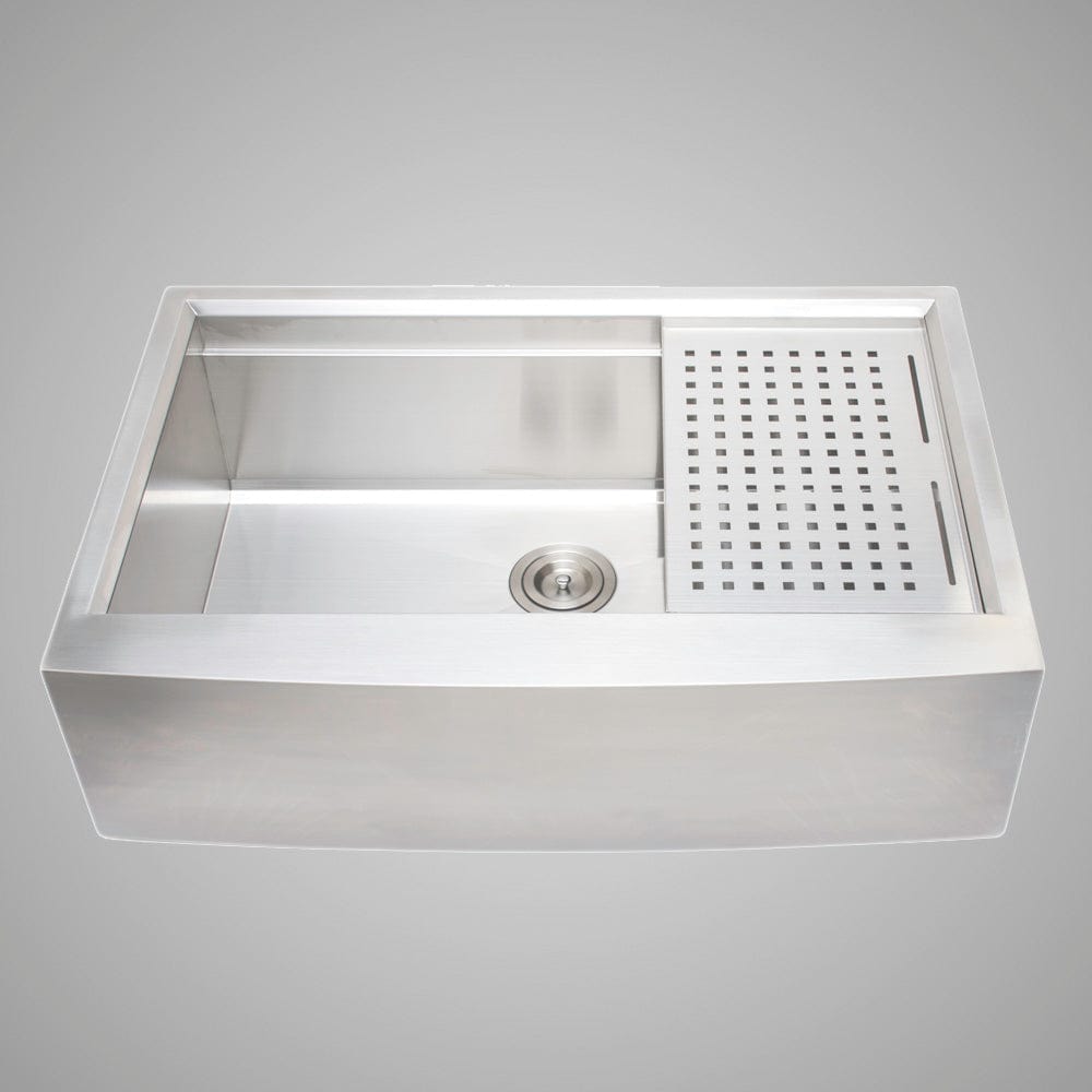 33" Tyringham Stainless Steel Single-Bowl Workstation Farmhouse Sink