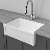 33" Ubel Handcrafted Fireclay Single-Bowl Framed Apron Farmhouse Sink - White