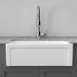 33" Ubel Handcrafted Fireclay Single-Bowl Framed Apron Farmhouse Sink - White