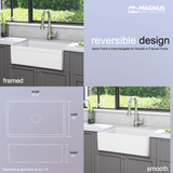 33" Ubel Handcrafted Fireclay Single-Bowl Smooth Apron Farmhouse Sink - White