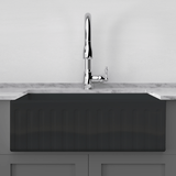 33" Uberto Handcrafted Fireclay Single-Bowl Smooth Apron Farmhouse Sink - Glossy Black