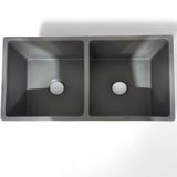 33" Umber Handcrafted Fireclay Double-Bowl Smooth Apron Farmhouse B-Grade Sink - Concrete