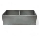 33" Umber Handcrafted Fireclay Double-Bowl Smooth Apron Farmhouse B-Grade Sink - Concrete