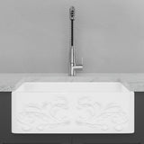 33" Una Handcrafted Fireclay Single-Bowl Foliage Apron Farmhouse B-Grade Sink - White