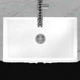 33" Una Handcrafted Fireclay Single-Bowl Foliage Apron Farmhouse B-Grade Sink - White