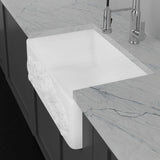 33" Una Handcrafted Fireclay Single-Bowl Foliage Apron Farmhouse B-Grade Sink - White