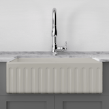 33" Vala Handcrafted Fireclay Single-Bowl Fluted Apron Farmhouse Sink - Matte Gray