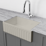 33" Vala Handcrafted Fireclay Single-Bowl Fluted Apron Farmhouse Sink - Matte Gray