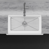 33" Vala Handcrafted Fireclay Single-Bowl Fluted Apron Farmhouse Sink - Matte Gray