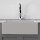 33" Vala Handcrafted Fireclay Single-Bowl Smooth Apron Farmhouse Sink - Matte Gray