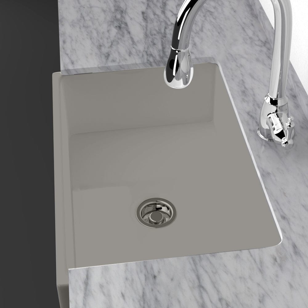 33" Vala Handcrafted Fireclay Single-Bowl Smooth Apron Farmhouse Sink - Matte Gray