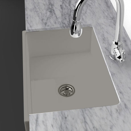 33" Vala Handcrafted Fireclay Single-Bowl Smooth Apron Farmhouse Sink - Matte Gray