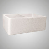 33" Vasava Handcrafted Fireclay Double-Bowl Smooth Apron Farmhouse Sink - Marbled