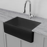 33" Veli Handcrafted Fireclay Single-Bowl Smooth Farmhouse B-Grade Sink - Matte Black