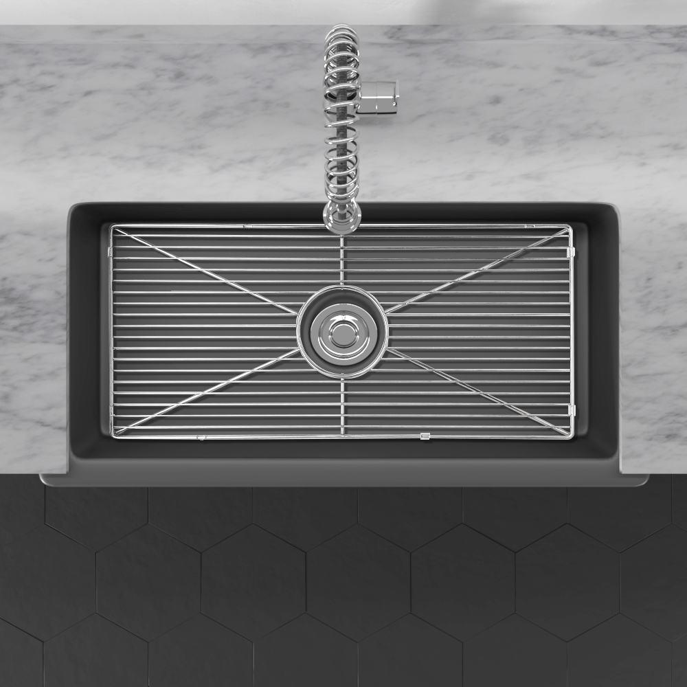 33" Veli Handcrafted Fireclay Single-Bowl Smooth Farmhouse B-Grade Sink - Matte Black