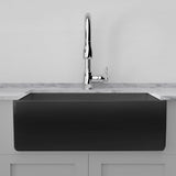 33" Veli Handcrafted Fireclay Single-Bowl Smooth Farmhouse B-Grade Sink - Matte Black