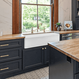 33" Veli Handcrafted Fireclay Single-Bowl Smooth Farmhouse B-Grade Sink - White