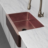 33" Verdin Single Bowl Hammered Copper Farmhouse Sink - Antique Copper Interior with Dark Copper Exterior