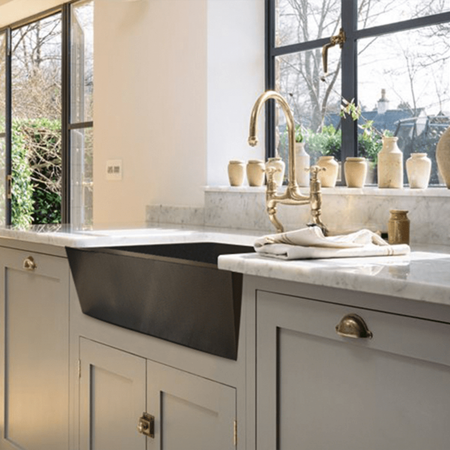 33" Zarnencor Hammered Copper Single-Bowl Farmhouse Sink - Extra-Tall