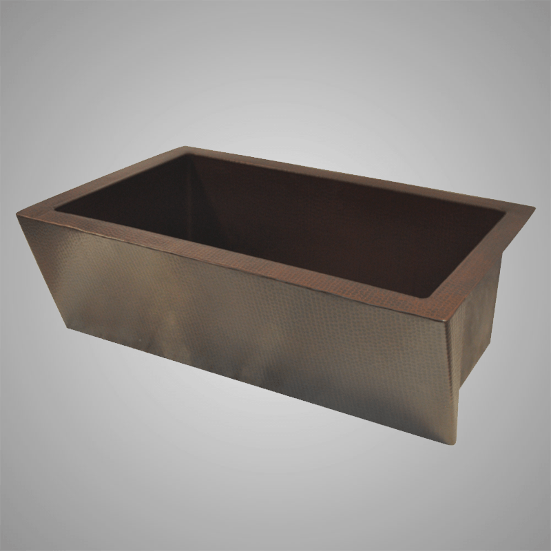 33" Zarnencor Hammered Copper Single-Bowl Farmhouse Sink - Extra-Tall