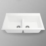 34" Shay Double-Bowl Granite Composite Workstation Sink with HPL Covers