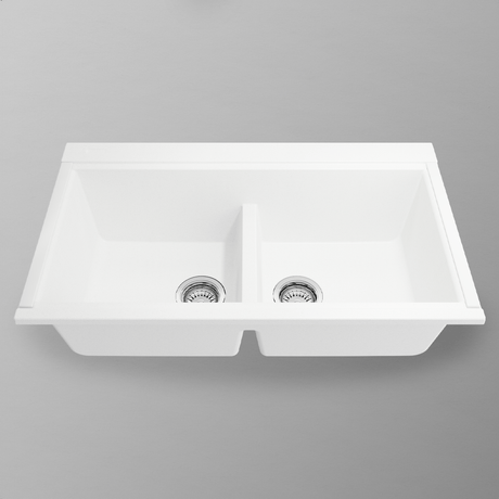 34" Shay Double-Bowl Granite Composite Workstation Sink with HPL Covers