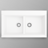 34" Shay Double-Bowl Granite Composite Workstation Sink with HPL Covers