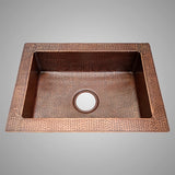 36" Acapulco Hammered Copper Single-Bowl Drop-In Kitchen Sink