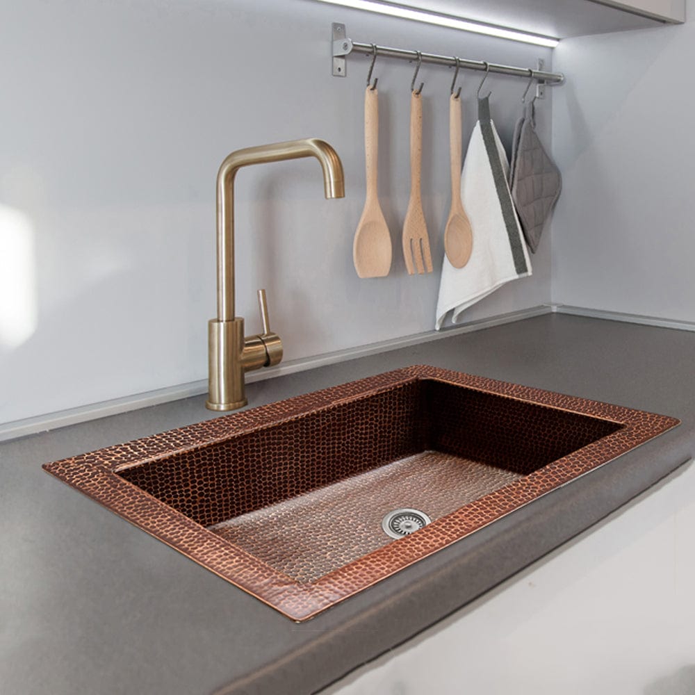 36" Acapulco Hammered Copper Single-Bowl Drop-In Kitchen Sink