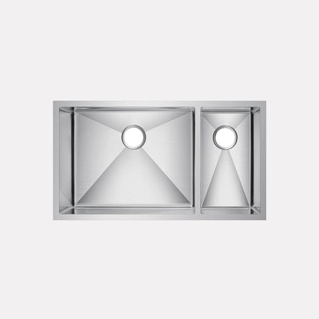 36" Ardell Stainless Steel 70/30 Offset Double-Bowl Farmhouse Sink