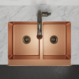 36" Ashland Copper Vine Design 60/40 Offset Double-Bowl Farmhouse Sink
