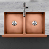 36" Ashland Copper Vine Design Double-Bowl Farmhouse Sink