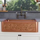 36" Ashland Copper Vine Design Single-Bowl Farmhouse Sink