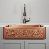 36" Ashland Copper Vine Design Single-Bowl Farmhouse Sink