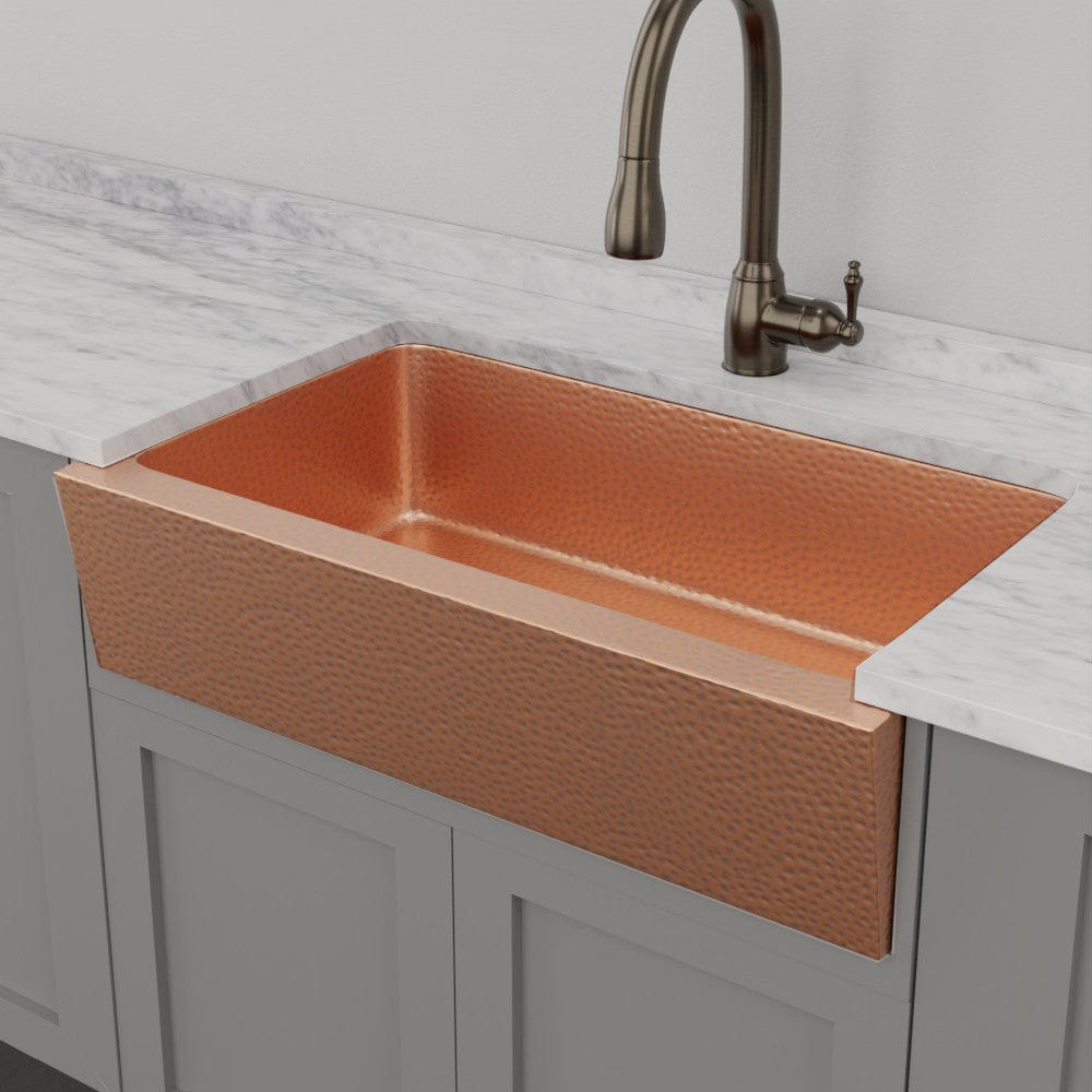 36" Atoka Hammered Copper Single-Bowl Farmhouse Sink