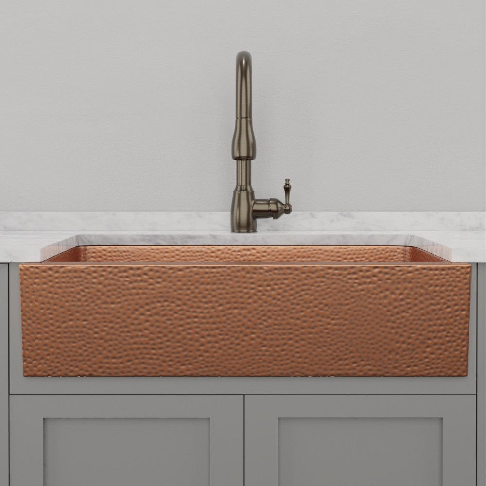 36" Atoka Hammered Copper Single-Bowl Farmhouse Sink