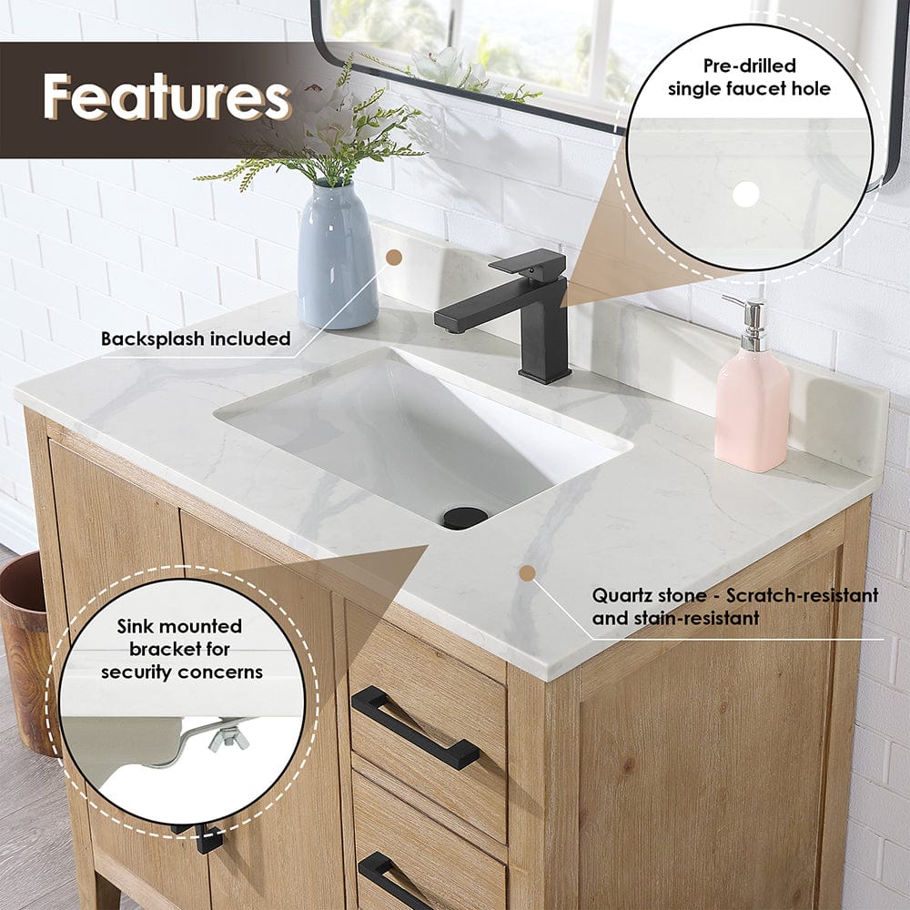 36" Belvedere Single Vanity for Undermount Sink