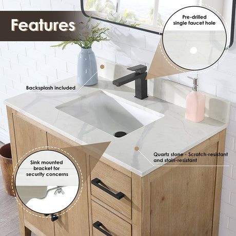 36" Belvedere Single Vanity for Undermount Sink