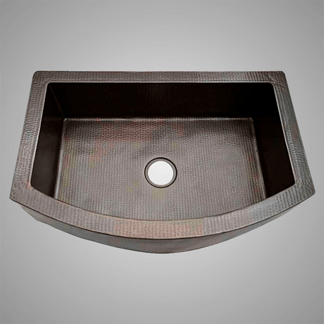 36" Bepen Hammered Copper Single-Bowl Curved Apron Farmhouse Sink