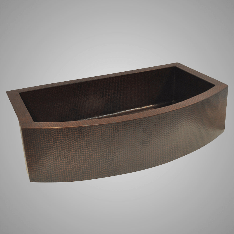 36" Bepen Hammered Copper Single-Bowl Curved Apron Farmhouse Sink - Extra-Wide
