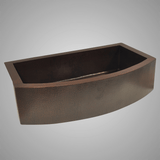 36" Bepen Hammered Copper Single-Bowl Curved Apron Farmhouse Sink - Extra-Wide
