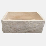36" Burwell Polished Egyptian Cream Marble Single-Bowl Farmhouse Sink - Chiseled Apron
