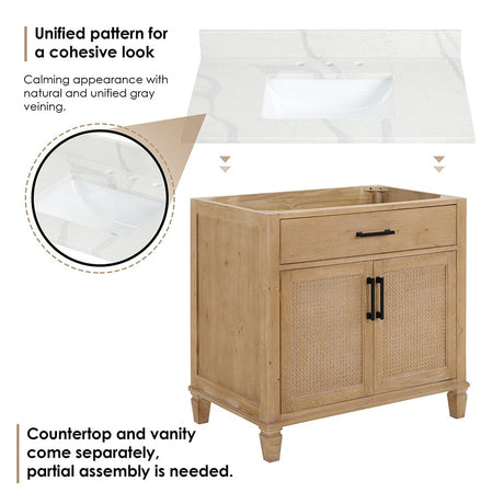 36" Catalpa Single Bathroom Vanity - Weathered Fir