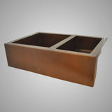 36" Elpsa Hammered Copper 60/40 Offset Double-Bowl Farmhouse Sink